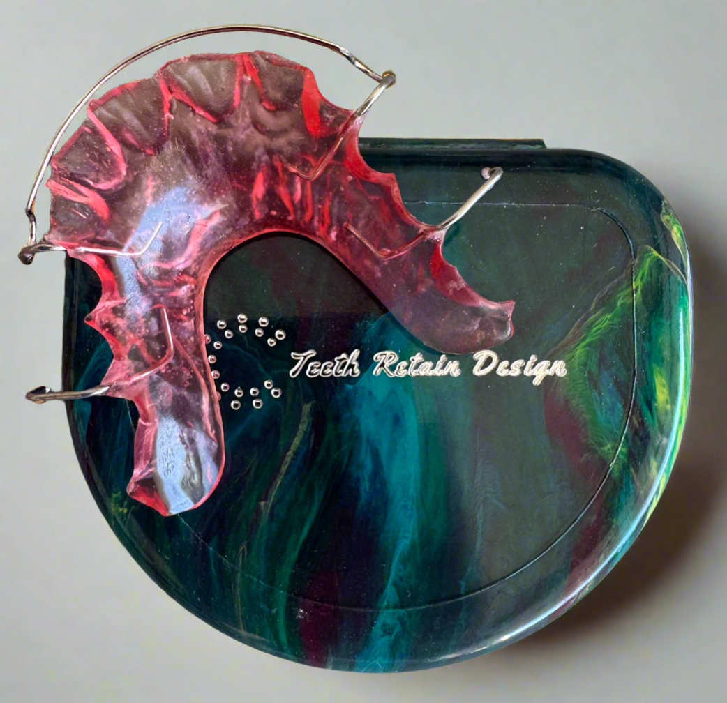 "Custom Hawley retainer with stainless steel wire"