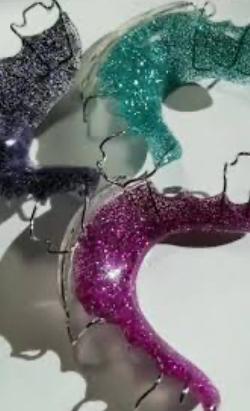 "Personalized Hawley retainer with glitter acrylic"