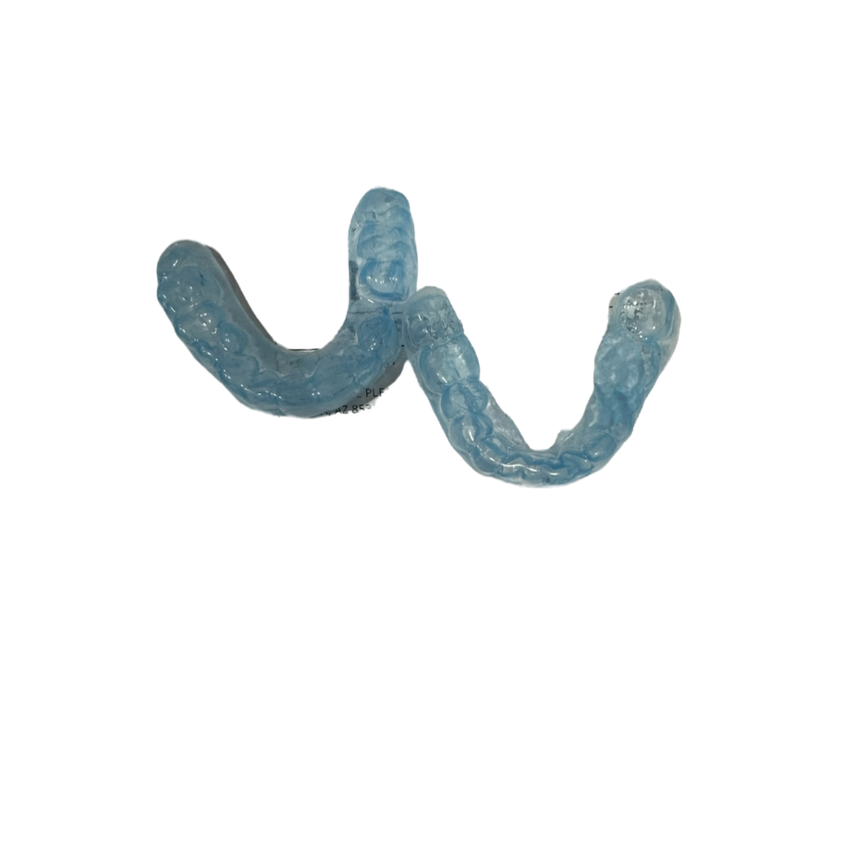 Blue plastic trays on a white background